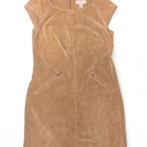 Dressbarn Tan Faux Suede Sheath Dress Size 6 Fall Y2Kx